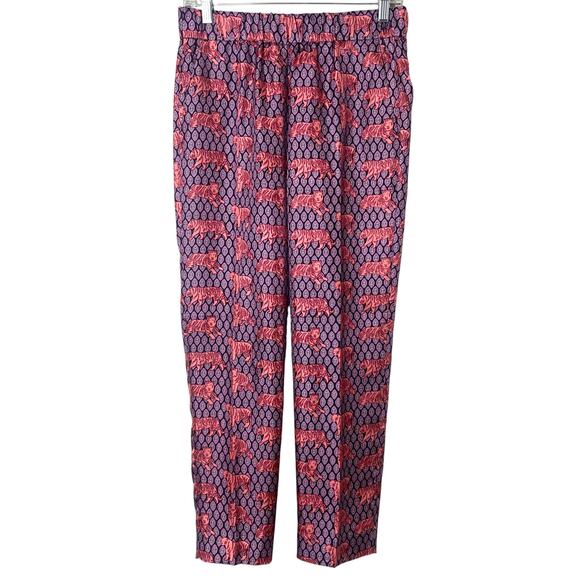 J.Crew Collection Silk Pull-On Easy Pants in Roaming Tigers Size 6 - Picture 2 of 10